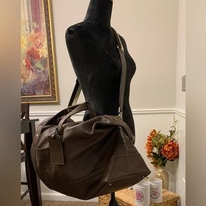Coach Brown Leather Large Duffle, Pre-Loved 24in Long X 9.5in wide X 17in high